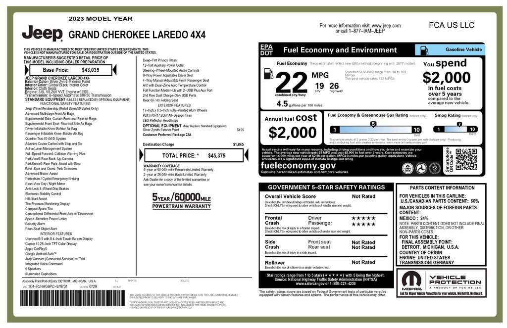 jeep grand cherokee 2023 1C4RJHAG6PC579731 image jeep grand cherokee 2023 1C4RJHAG6PC579731 image